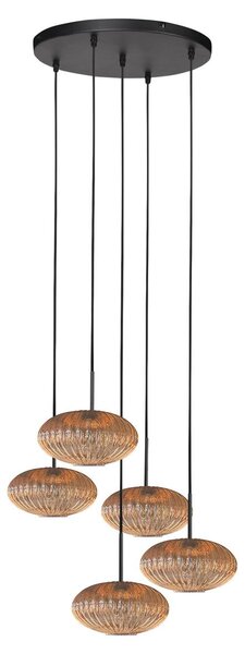 Mexlite - lampada a sospensione - HaloSwap - ambra - vetro metallo - Ø 40cm - E27 - 4383ZW