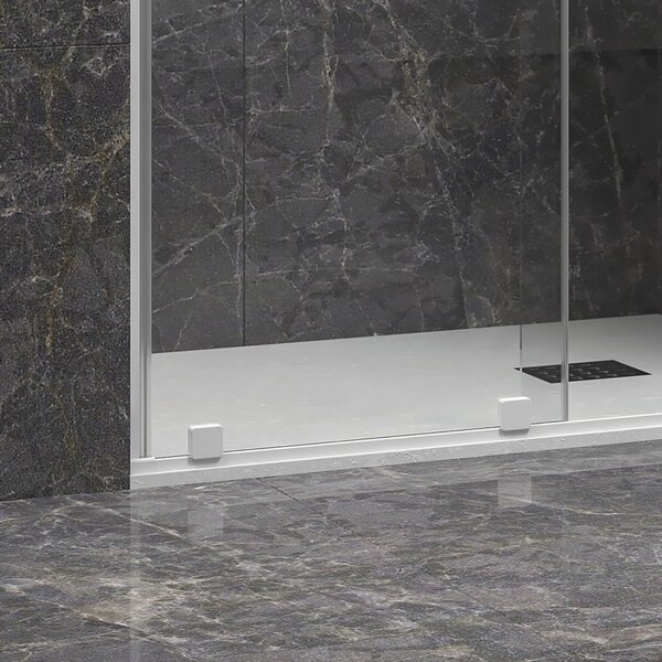 Kamalu doccia nicchia scorrevole 140 cm colore bianco opaco senza profili | knm4000b