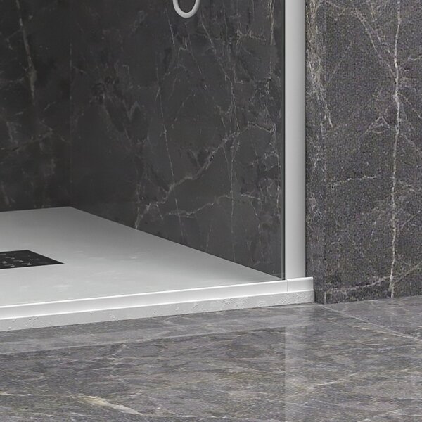Kamalu doccia nicchia scorrevole 140 cm colore bianco opaco senza profili | knm4000b