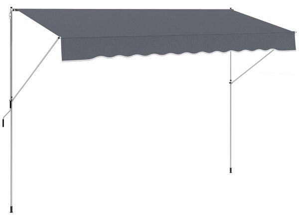 Outsunny Tenda avvolgibile da Sole a Bracci con Manovella, Struttura Telescopica in Metallo e Parasole in Poliestere, 4x1.2m, Grigio | Aosom Italy