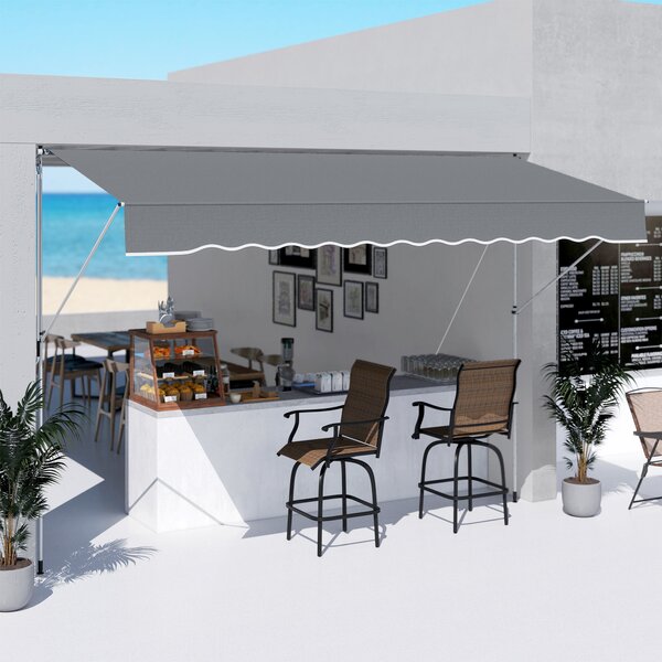 Outsunny Tenda avvolgibile da Sole a Bracci con Manovella, Struttura Telescopica in Metallo e Parasole in Poliestere, 4x1.2m, Grigio | Aosom Italy