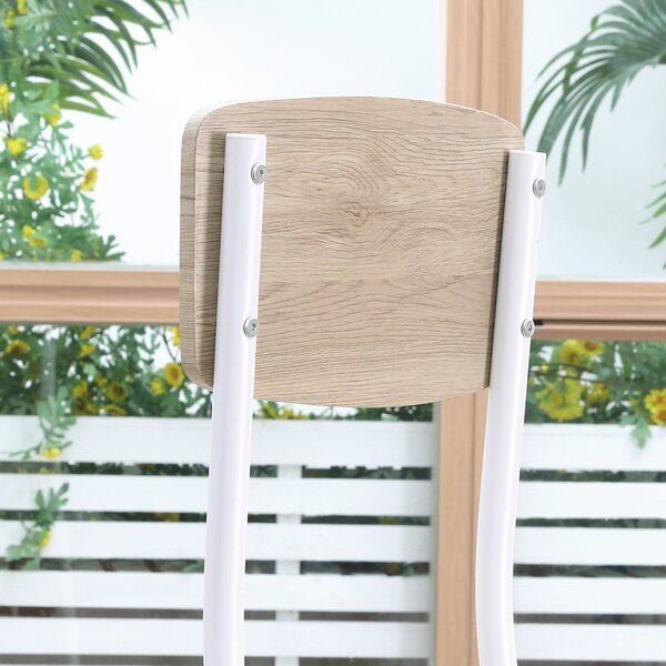 Homcom Set Tavolo con 2 Sedie da Pranzo in Legno e Metallo, Bianco