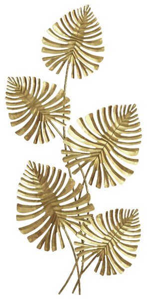 HOMCOM Wall Art a 5 Foglie di Monstera in Metallo Dorato con Accessori per Montaggio Inclusi, 83x2.5x39 cm | Aosom Italy