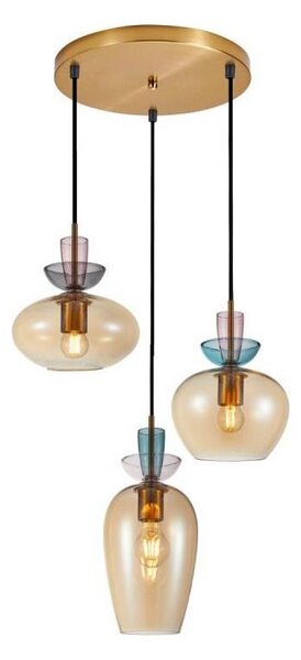 ITALUX PND-31882-3A-GD-AMB-Lampadario a sospensione con cavo FANDA 3xE27/40W/230V oro/beige fumoso