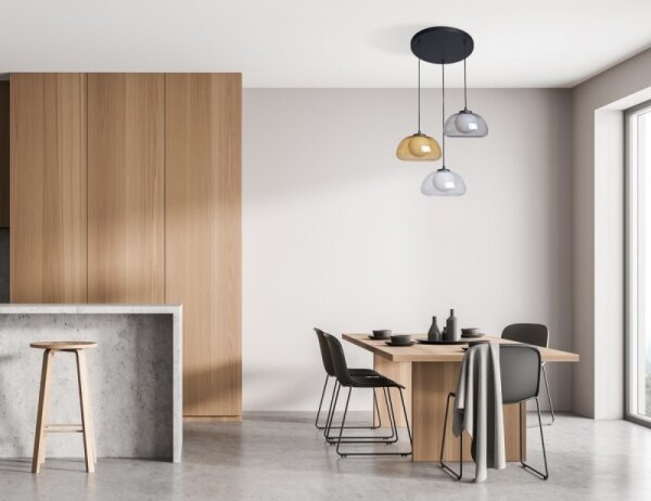 ITALUX PND-54637-3-BK-SG-Lampadario sospeso a corde AINALE 3xG9/7W/230V nero/trasparente/beige/grigio