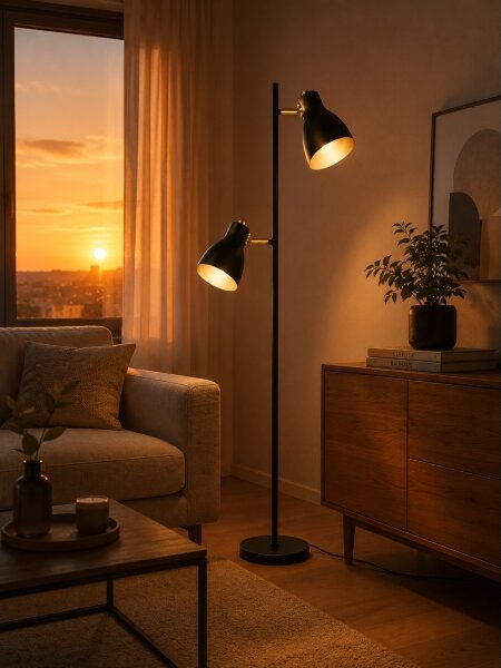 Lampada da terra LED 1xE27/7W/230V 2700K nera