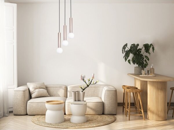 ITALUX PND-33574-3-CF - Lampadario a sospensione FILANO con cavo, 3xG9/5W/230V, finitura oro rosa