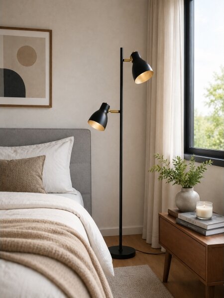 Lampada da terra LED 1xE27/7W/230V 2700K nera