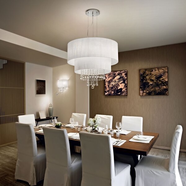 Ideal Lux - Lampadario di cristallo a sospensione OPERA 10xE27/60W/230V diametro 90 cm bianco
