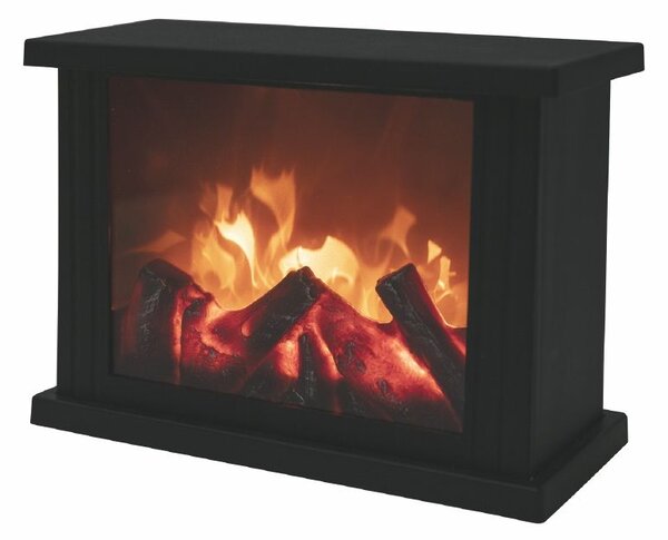 Camino Decorativo 27,5x11,5x20 cm in Plastica Nero