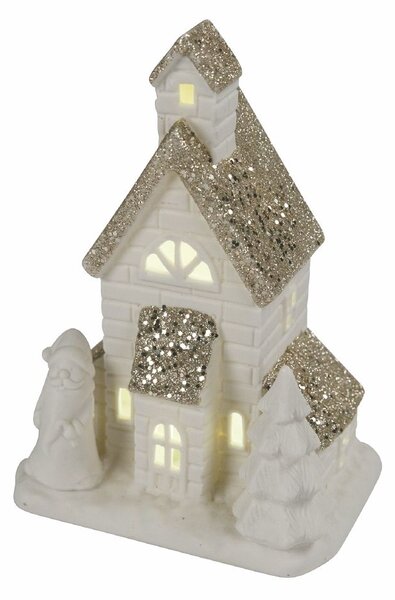 Casetta porta Candela Tealight 11x7x14 cm in Stoneware con Led