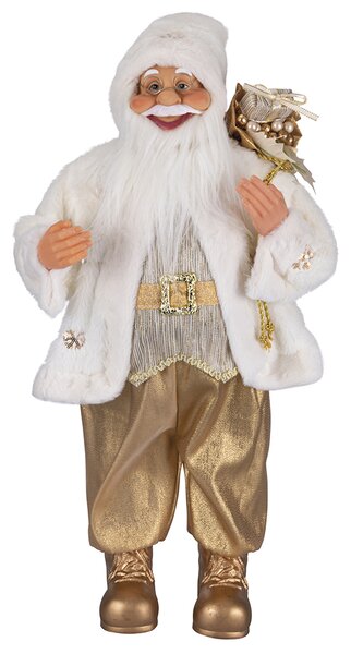 Pupazzo Babbo Natale H46 cm in Stoffa Oro e Bianco