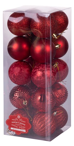 Set 20 Palle di Natale Ø6 cm in Plastica Rosso