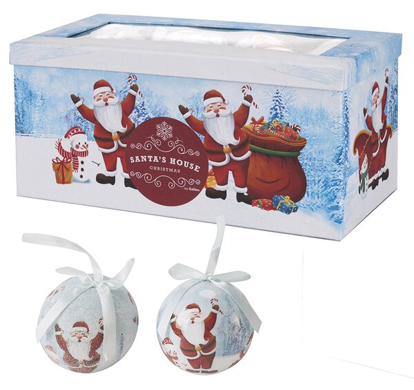 Set 14 Palle di Natale Ø7,5 cm in Polyfoam con Box Babbo Natale con Sacco Regali