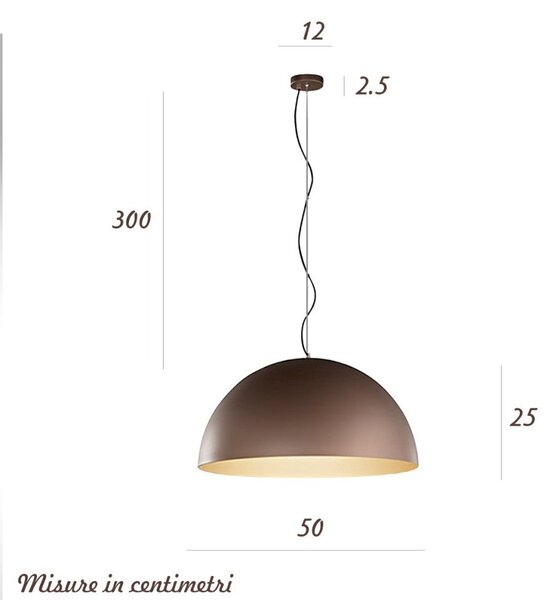 Lampadario cupola perenz steel 8560 mm e27 led 50cm marrone oro - Perenz
