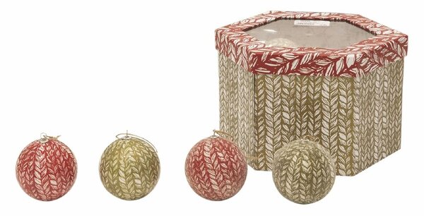 Set 14 Palle di Natale Ø7,5 cm in Polyfoam con Box Oro e Rosso