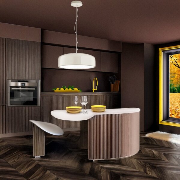 Lampadario acrilico perenz velia 8449 b ct led cct 3200lm biemissione bianco panna lucido - Perenz
