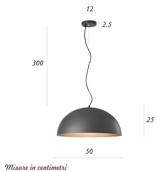 Lampadario cupola perenz steel 8560 gr e27 led 50cm grigio marrone metallizzato - Perenz