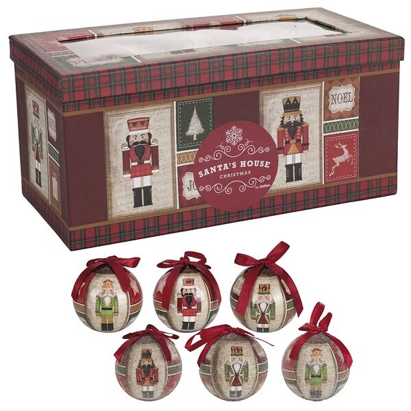 Set 14 Palle di Natale Ø7,5 cm in Polyfoam con Box Schiaccianoci