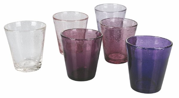 Set 6 Bicchieri Acqua Cancun Provence in Vetro VdE Tivoli 1996 Viola