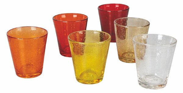 Set 6 Bicchieri Acqua Cancun Sunset in Vetro VdE Tivoli 1996 Rosso