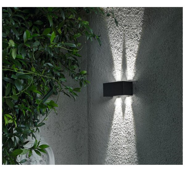DOUBLE CUBE APPLIQUE DA ESTERNO IP65 BIEMISSIONE DI LUCE LED 20W LUCE 3000K-4000K 3 COLORI MODERNA
