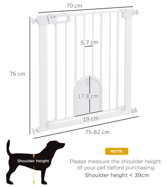 PawHut Cancello divisorio per animali domestici, regolabile, con piccola porticina, metallo, plastica, bianco | Aosom Italy