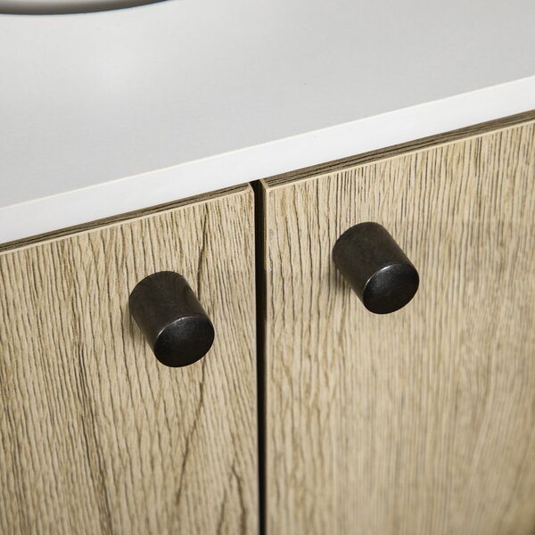 Kleankin Mobile sottolavabo, con 2 ante, piedi in acciaio, 60 x 30 x 60 cm, Bianco e legno naturale | Aosom Italy