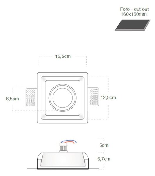 Faretto incasso lampadari bartalini seye q gu10 led gesso verniciabile - Lampadari Bartalini Gesso