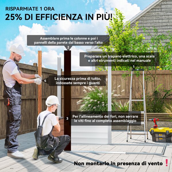 Outsunny Casetta da Giardino Porta Attrezzi con Porte Scorrevoli, 4 Prese d'Aria e 2 Fori di Drenaggio, 2.3x1.5x2 m, Marrone | Aosom Italy