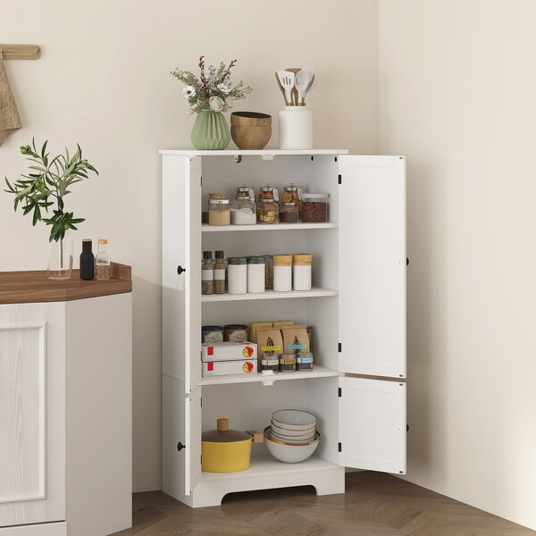 HOMCOM Mobile Credenza da Cucina a 4 Ante con 2 Armadietti e Ripiano Regolabile, 58.2x30x123 cm, Bianco | Aosom Italy