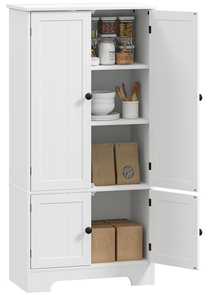 HOMCOM Mobile Credenza da Cucina a 4 Ante con 2 Armadietti e Ripiano Regolabile, 58.2x30x123 cm, Bianco | Aosom Italy