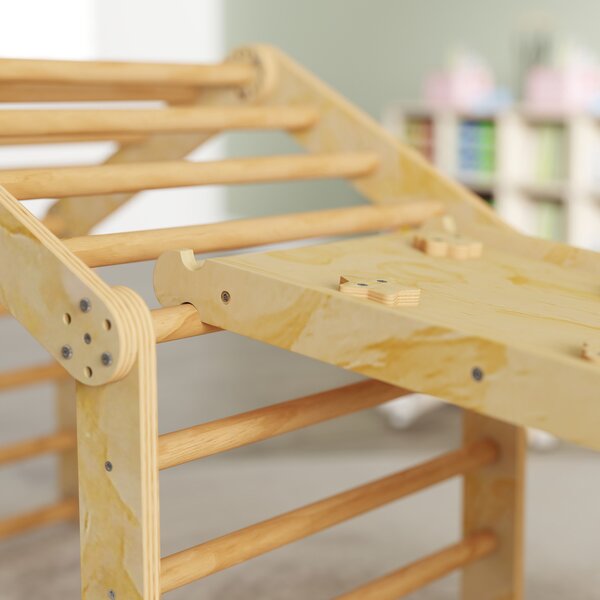 AIYAPLAY Struttura da arrampicata indoor 9-in-1, rampa, scivolo, scala, lavagna, per bambini piccoli, legno | Aosom Italy