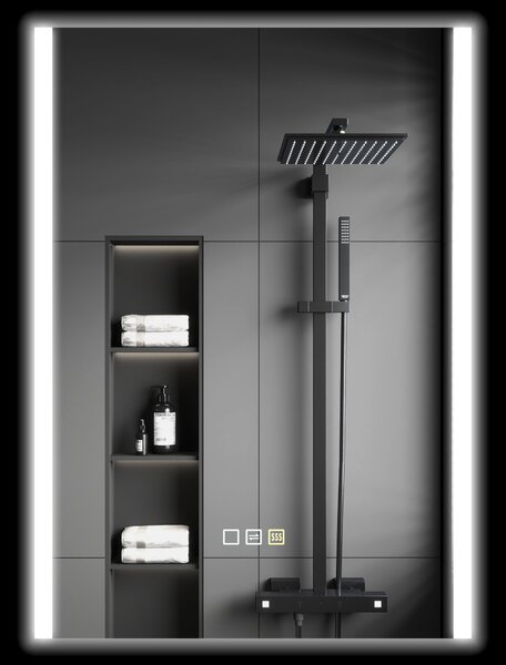 Specchio Bagno da Parete con Luce LED a 3 Colori 70x50x3 cm in Vetro Temperato Argento