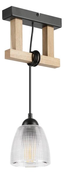 Lampadario a sospensione con cavo LEANDRA 1xE27/15W/230V rovere/nero