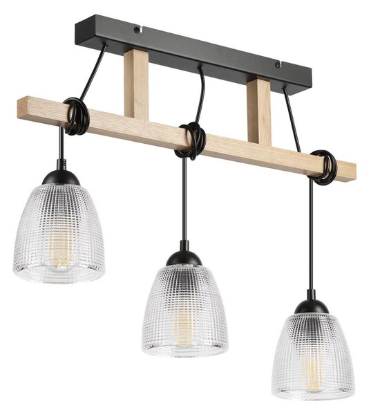 Lampadario a sospensione con cavo LEANDRA 3xE27/15W/230V rovere/nero