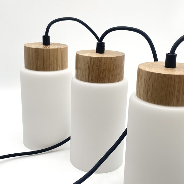Lampadario sospeso su cavo MARKUS 3xE27/15W/230V nero/rovere