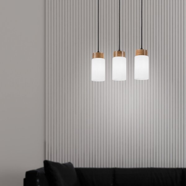 Lampadario sospeso su cavo MARKUS 3xE27/15W/230V nero/rovere