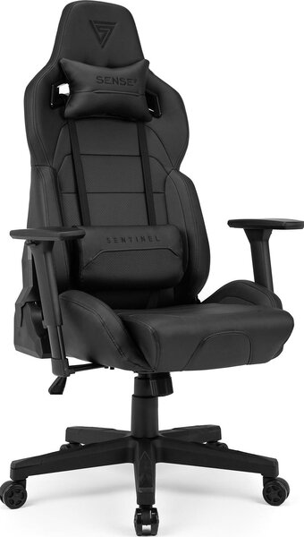 Sedia da gaming SENSE7 Sentinel Nero Grigio - Sedia da ufficio ergonomica, sedia da scrivania, 150 kg, braccioli 3D, funzione oscillante, poltrona direzionale, sedia per PC