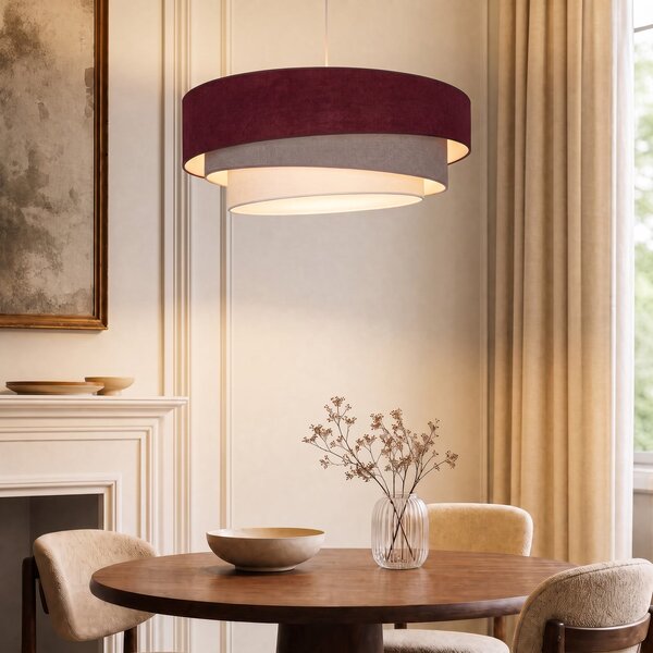 Lampada a sospensione Duolla, Trio, Rosso, Soggiorno, Tessuto / Tessile, Giovanile