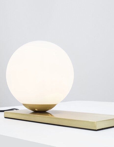 Lampada da tavolo Juliet 9012922 in combinazione di vetro opalino ed elegante ottone