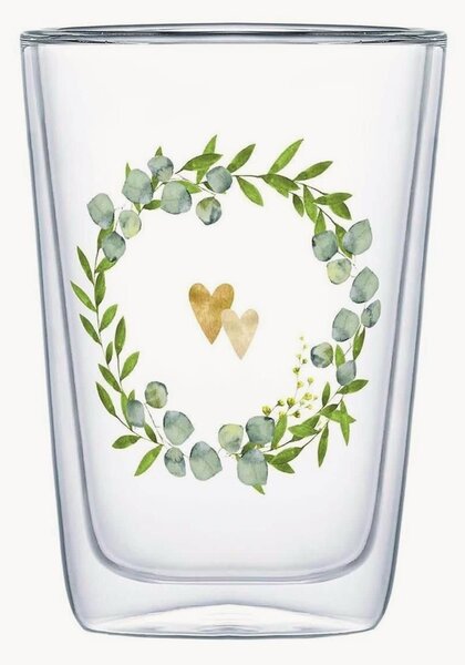 Bicchiere latte macchiato in vetro borosilicato Two Hearts