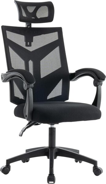 Sedia da ufficio VIKTOR, sedia girevole ergonomica, braccioli regolabili, poggiatesta regolabile, supporto lombare, schienale in rete, seduta regolabile in altezza, per ufficio e home office