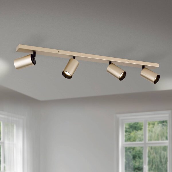 ORION Faretto Sean, a 4 luci, color oro, in metallo, orientabile dimmerabile, Ottone / Oro, Soggiorno / Sala da pranzo, Metallo, Moderno, Faretto