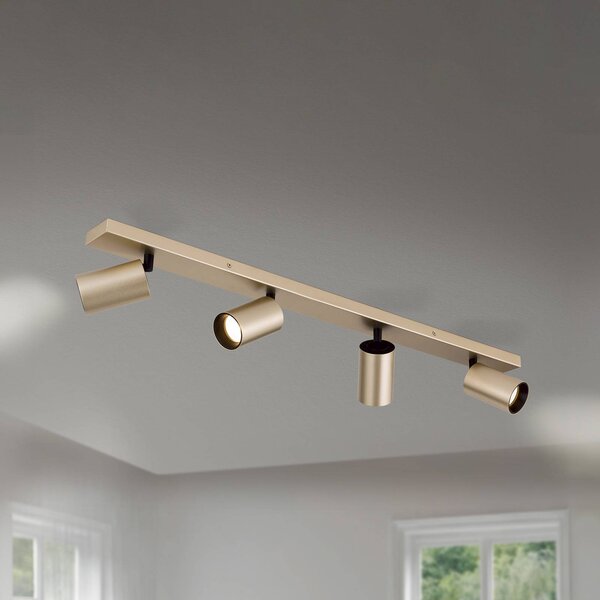 ORION Faretto Sean, a 4 luci, color oro, in metallo, orientabile dimmerabile, Ottone / Oro, Soggiorno / Sala da pranzo, Metallo, Moderno, Faretto