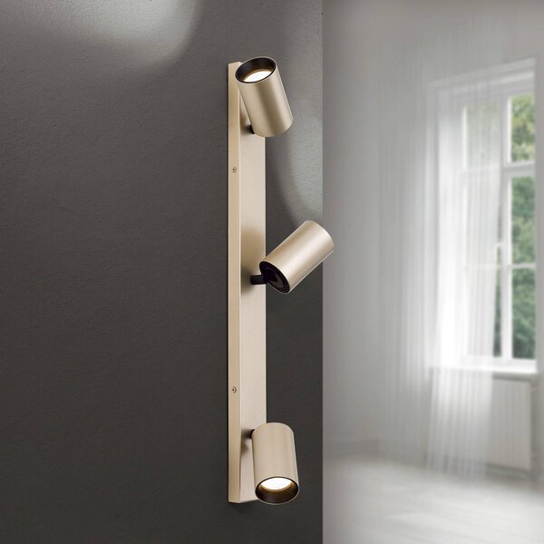 ORION Faretto Sean, a 3 luci, color oro, in metallo, orientabile dimmerabile, Ottone / Oro, Soggiorno / Sala da pranzo, Metallo, Moderno, Faretto