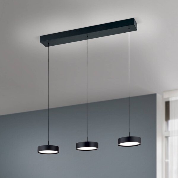 ORION Lampada a sospensione Teide LED, nero, metallo, regolabile in altezza Teide, dimmerabile, Nero, Soggiorno / Sala da pranzo, Metallo, Moderno