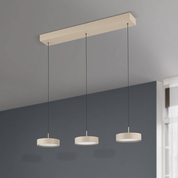 ORION Lampada a sospensione Teide LED, kaki, metallo, regolabile in altezza Teide, dimmerabile, Verde, Soggiorno / Sala da pranzo, Metallo, Moderno