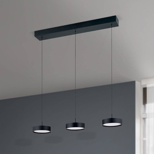 ORION Lampada a sospensione Teide LED, nero, metallo, regolabile in altezza Teide, dimmerabile, Nero, Soggiorno / Sala da pranzo, Metallo, Moderno