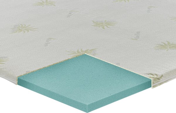 Topper liscio 5 cm in MyMemory Foam con rivestimento all’aloe vera 80x190 - Singolo (Standard)